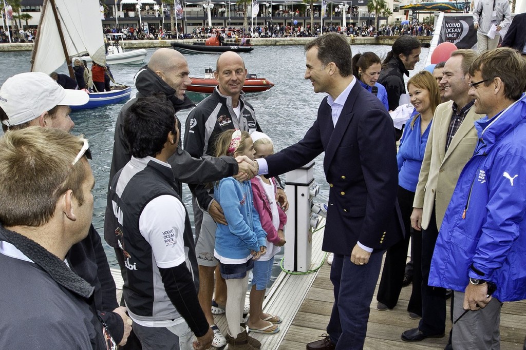 Zinedine Zidane from France and Crown Prince Felipe of Spain at the start of leg 1 of the Volvo Ocean race 2011-12 from Alicante, Spain  © Ian Roman/Volvo Ocean Race http://www.volvooceanrace.com